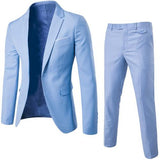 2Pcs/Set Men Suit Plus Size Men Solid Color Long Sleeve Lapel Slim Button Business Suit Work clothes Business suits